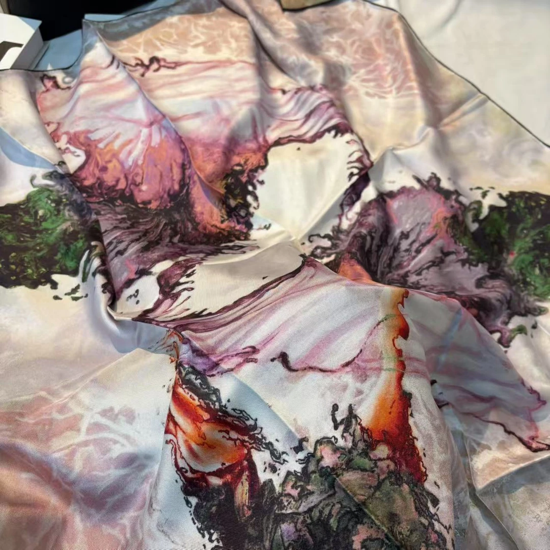 100巴拿绸方巾-温岚微风 双面95cm丝巾