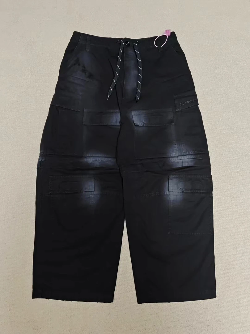 99新 Balenciaga/巴黎世家 24fw 脏污泥染Cargo阔腿工装裤