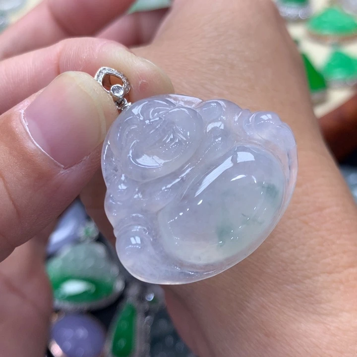 吊坠(不含链)18K金镶嵌翡翠