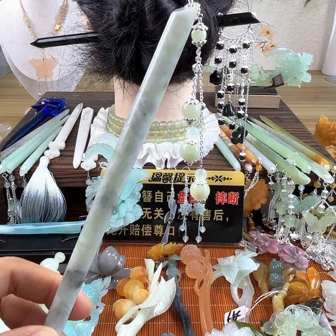 蛇纹石玉合金发饰