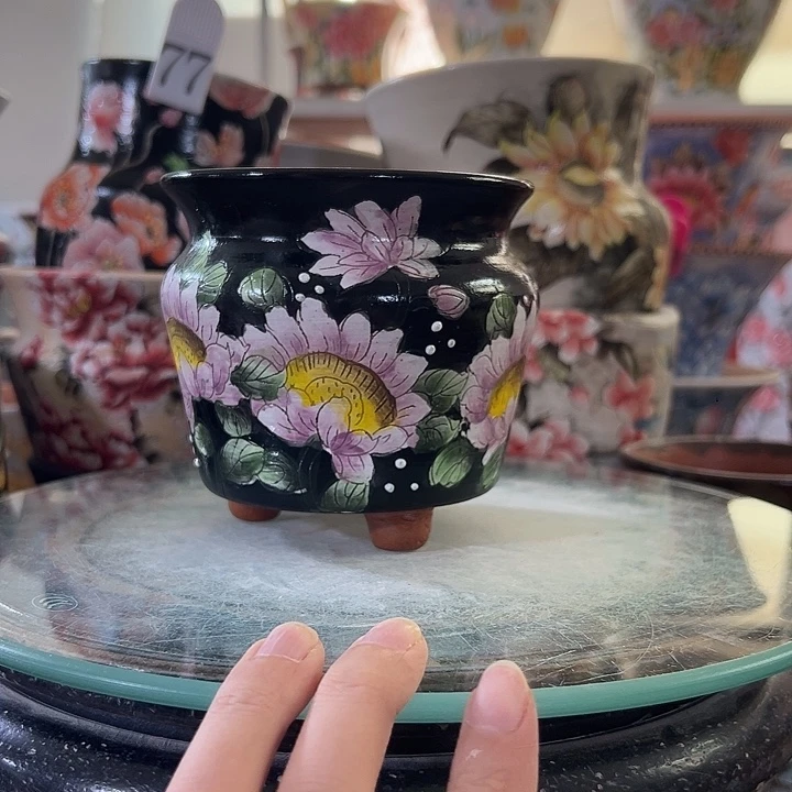 景德镇幸运花盆手绘韩式花盆