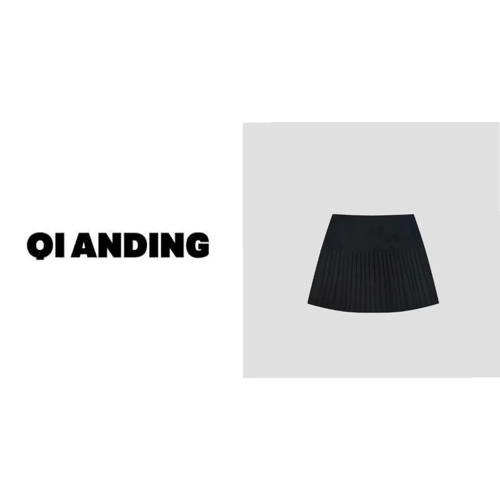 【QIANDING】2024新款时尚纯色“百搭裙”百搭显瘦短裙248340