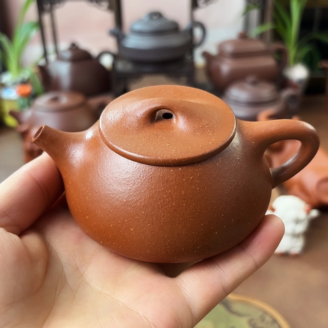 茶壶紫砂平盖石瓢红降坡120