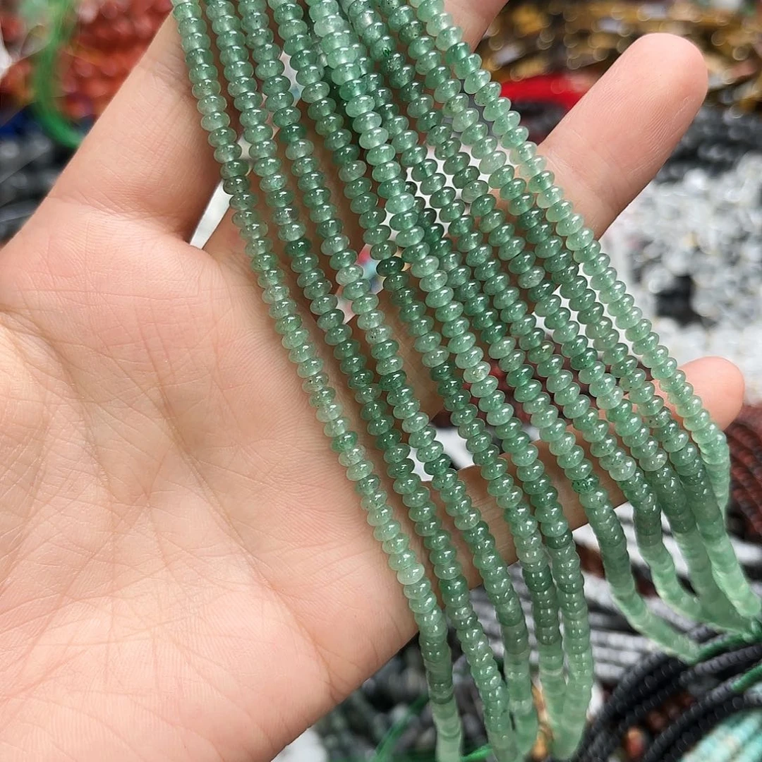 未镶嵌玛瑙/玉髓珠宝半成品2×4绿东陵算盘一条