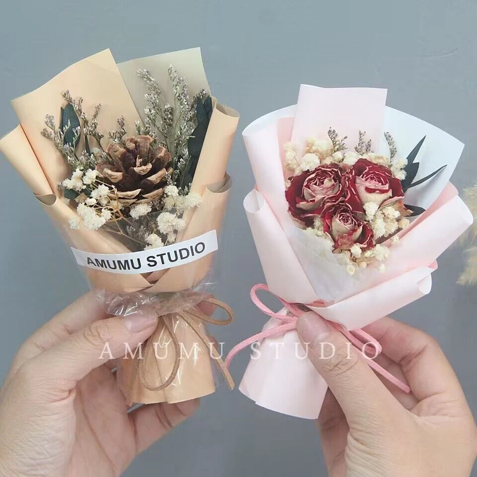 精致diy伴手礼品满天星情人节装饰物迷你小清新花束玫瑰干花mini