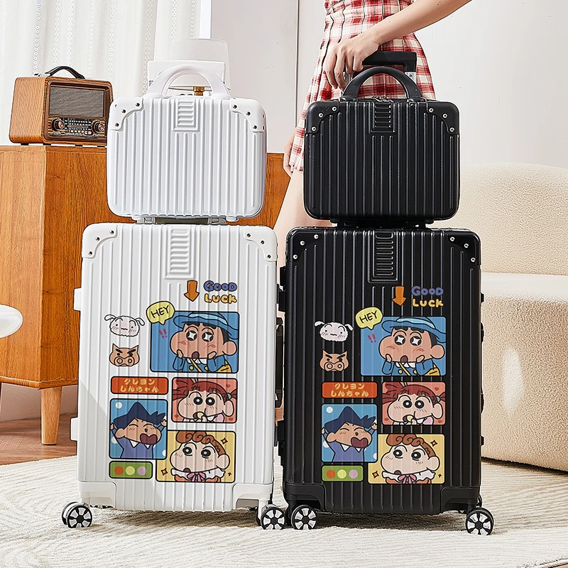 新款新之助涂鸦行李箱学生铝框女密码拉杆箱结实耐用旅行箱大容量