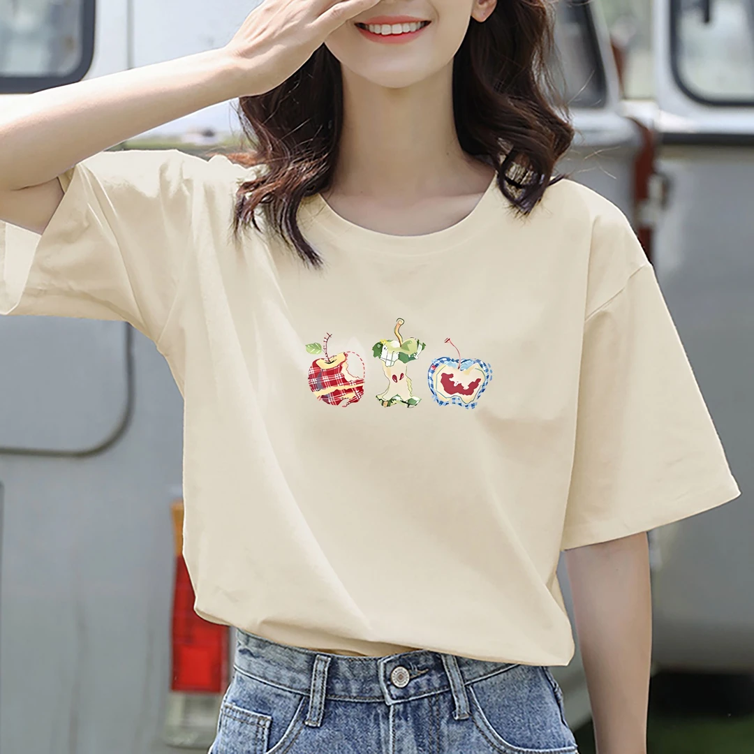 2025新款宽松纯棉印花短袖T恤女士夏季显瘦正肩小众设计F89