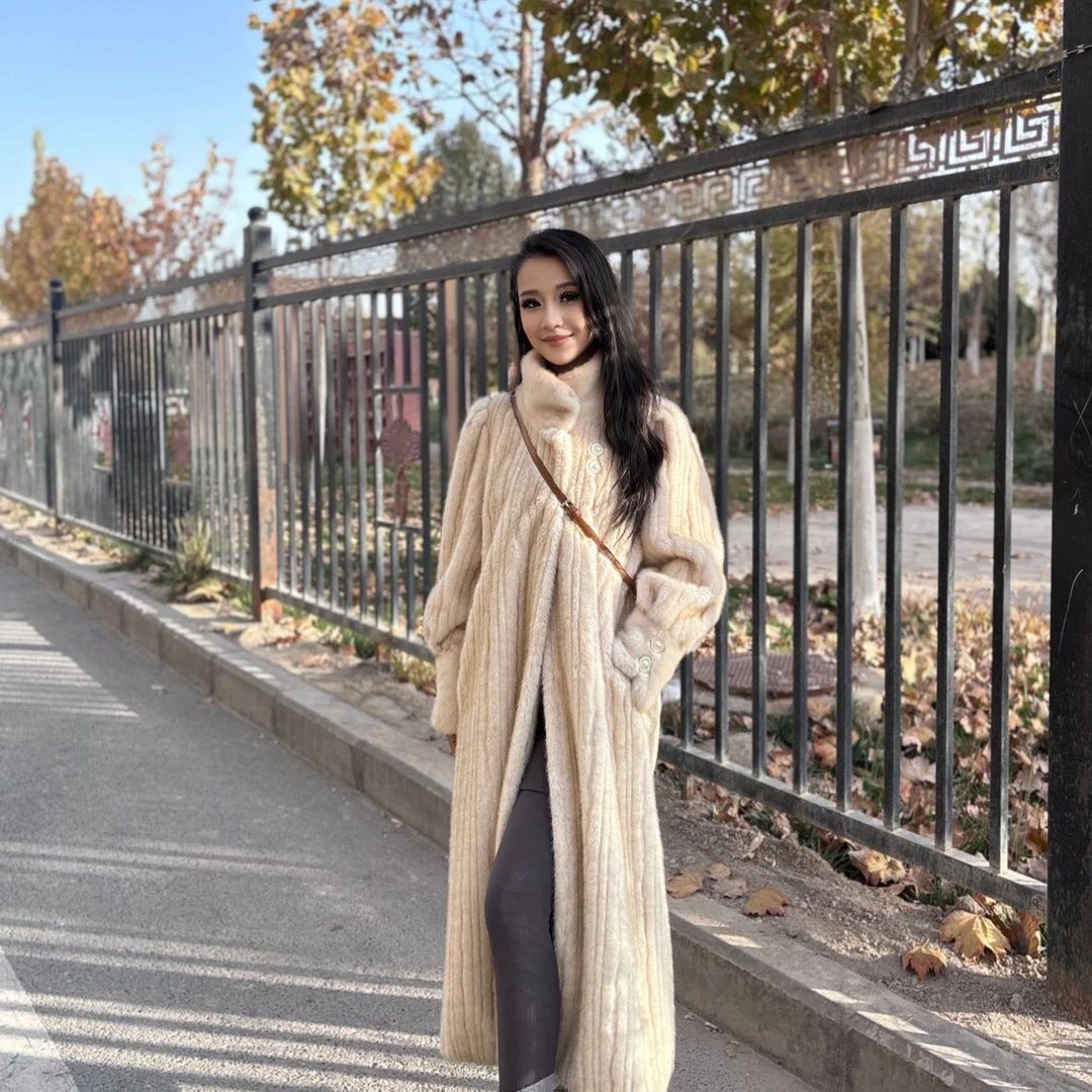 人造皮草 人造皮草袖长款皮草大衣外套时尚