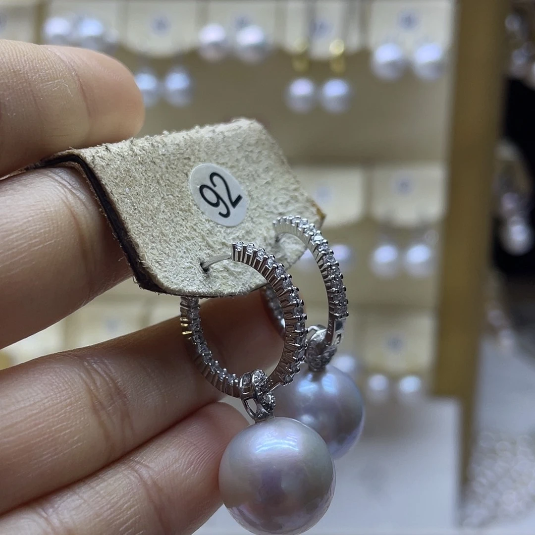 淡水珍珠耳饰银S925镶嵌