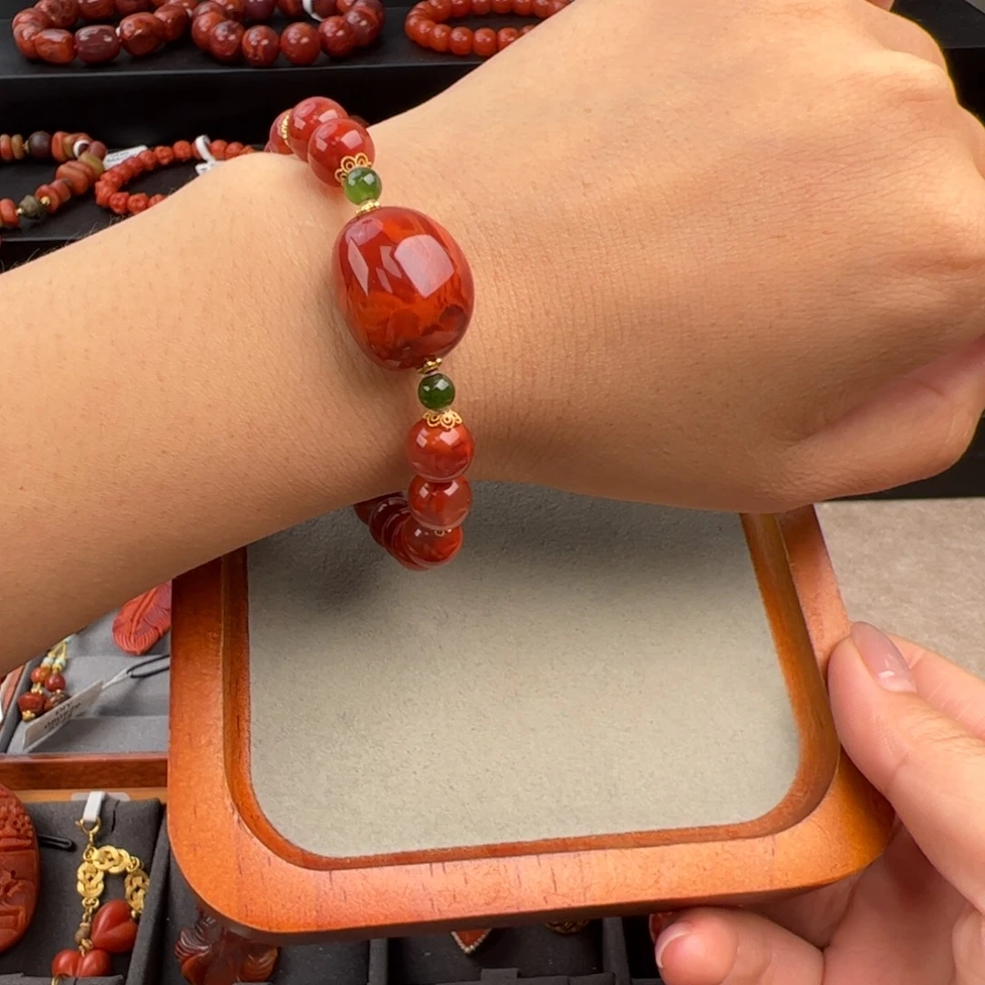 南红玛瑙未镶嵌（火焰随型手串9+）