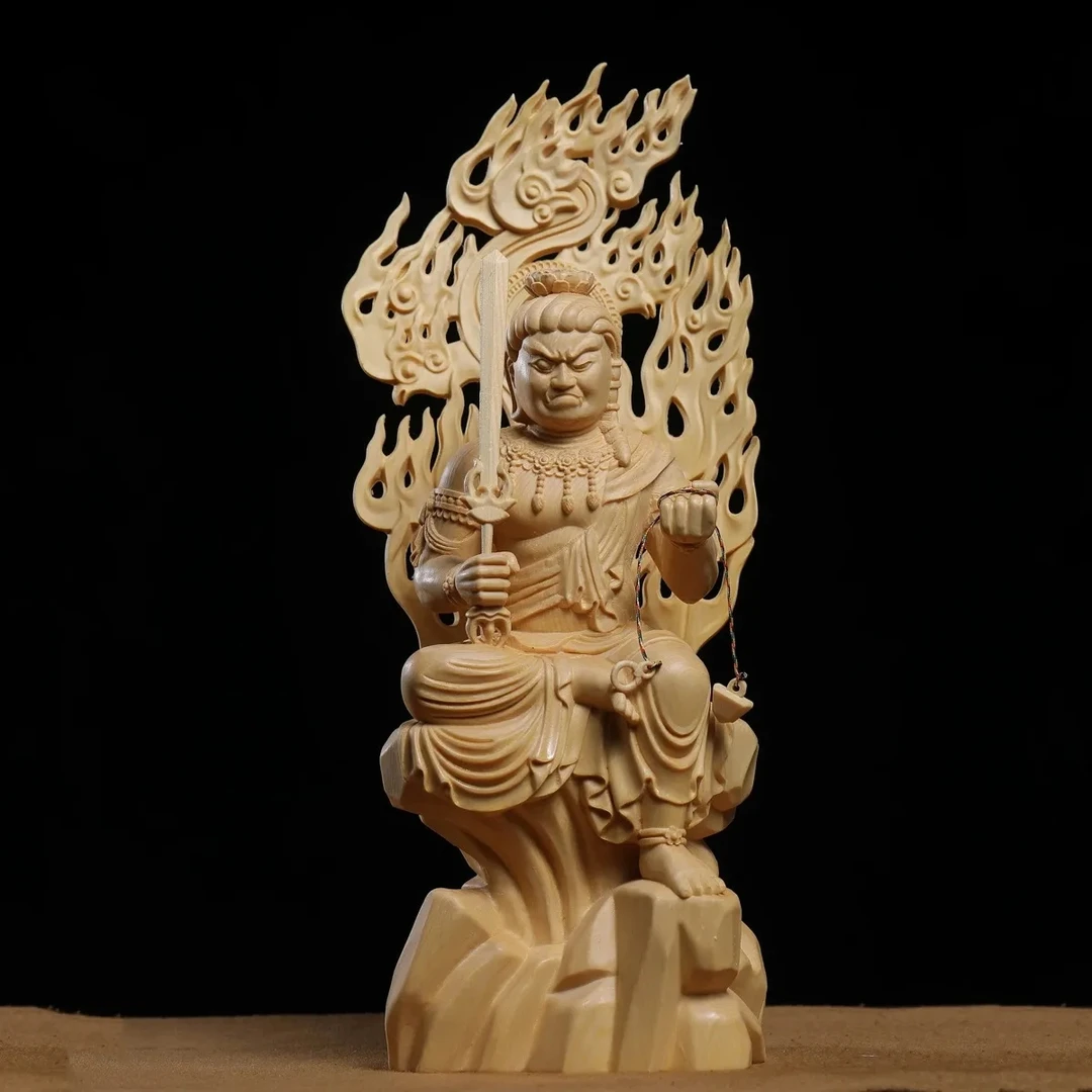 桧木精雕不动明王生肖鸡守护神佛像供奉摆件如法真言宗唐密工艺品