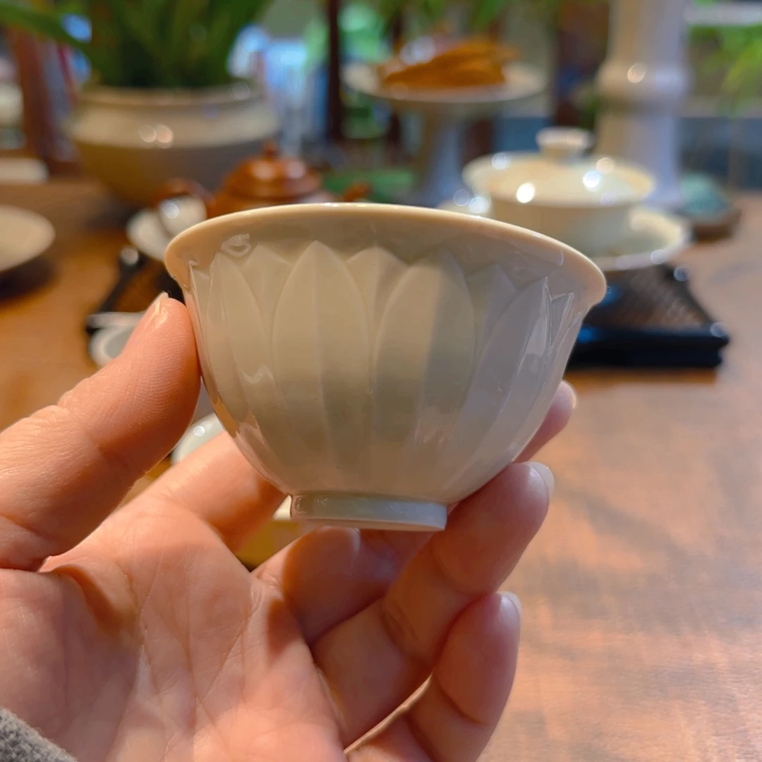 定瓷 莲瓣鸡心杯 90cc