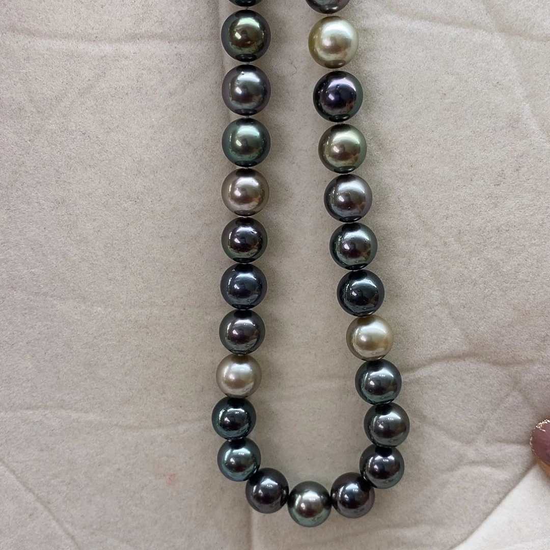 海水珍珠项链14K金镶嵌大溪地莫兰迪10-11mm