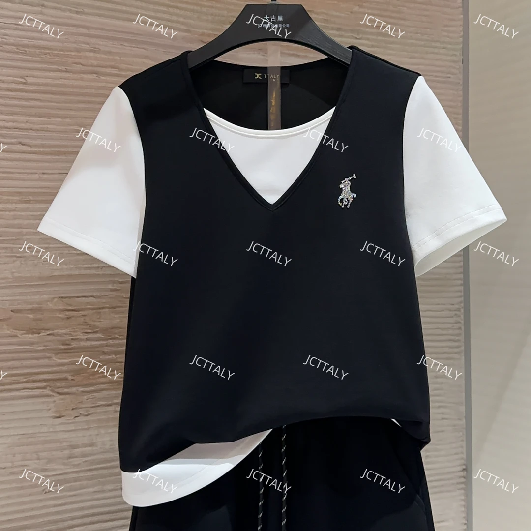 【宠粉价】烫砖小马休闲百搭气质大码微胖显瘦两件套裙裤TZ-215