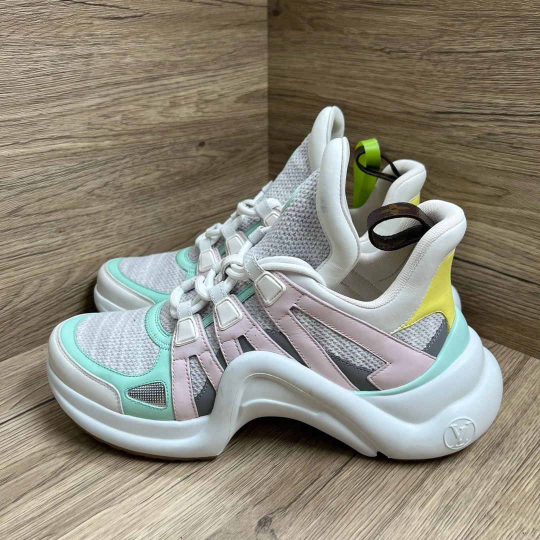 99新 LouisVuitton/路易威登 Archlight 粉白绿拱桥鞋39.5码