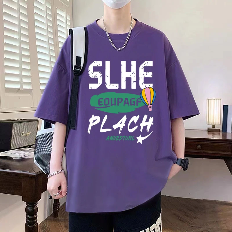 纯棉短袖T恤男女潮牌美式宽松大码上衣服夏季上新休闲五分袖学生