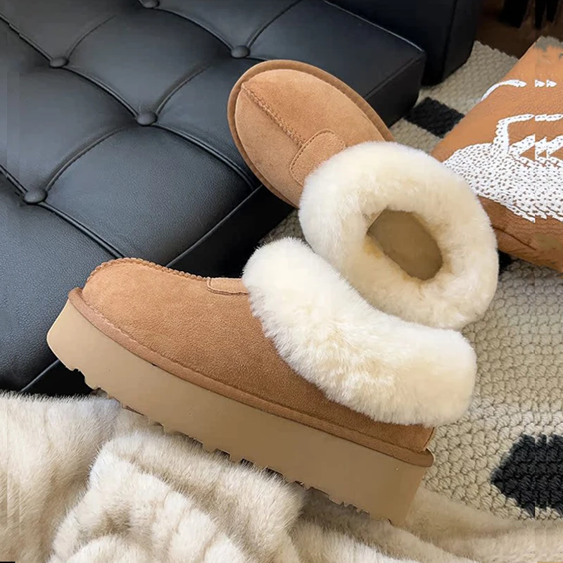 【厚底塔茨特】桑坡雪地靴女皮毛一体冬季新款保暖加绒低帮短筒棉鞋