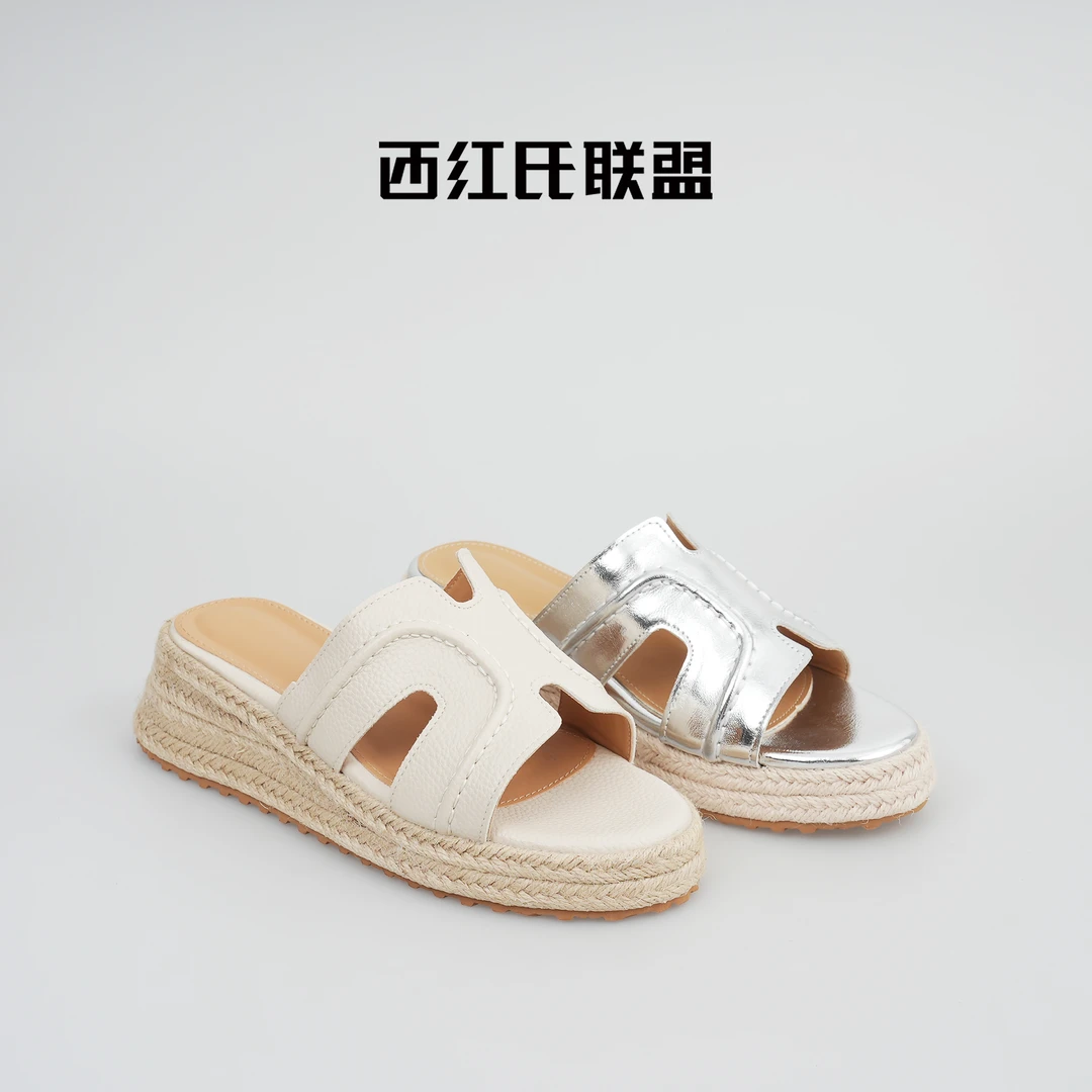 【西红氏联盟】夏季一字拖纯色休闲平跟时尚增高拖鞋XCW2520