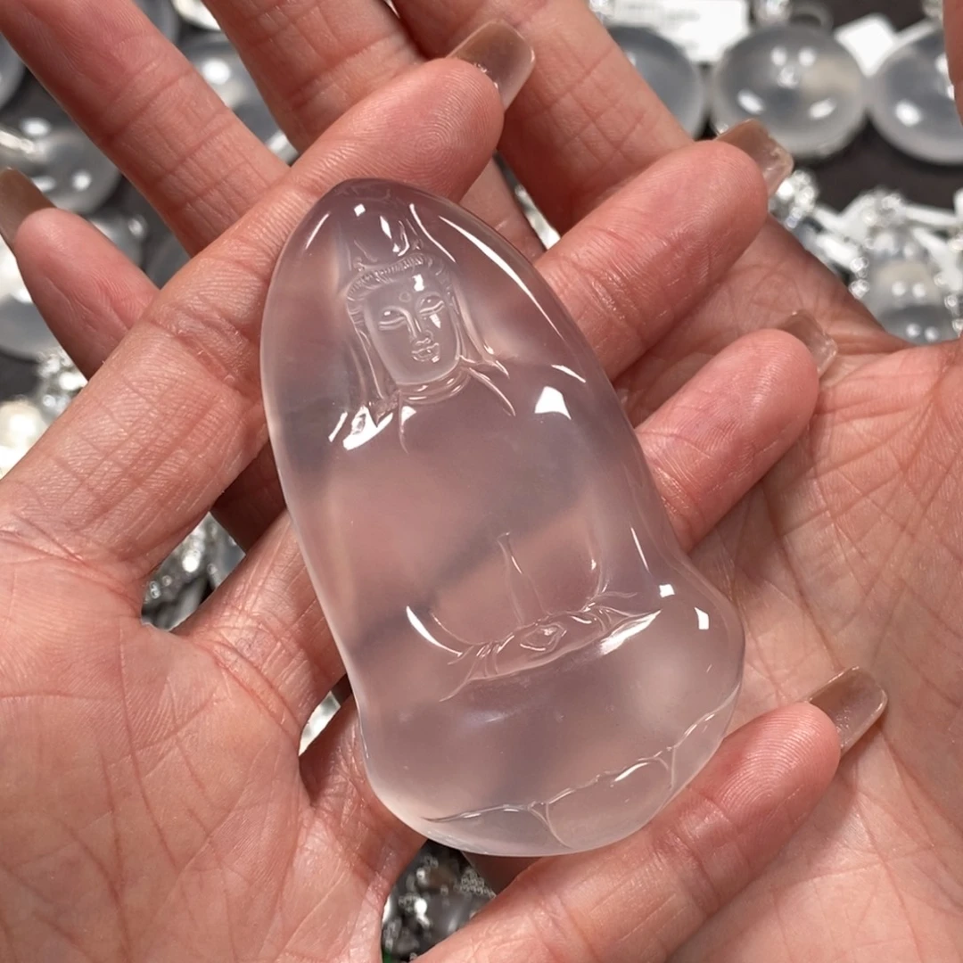 蜻***头石英质玉未镶嵌颈饰卡66素衣观音雪花棉