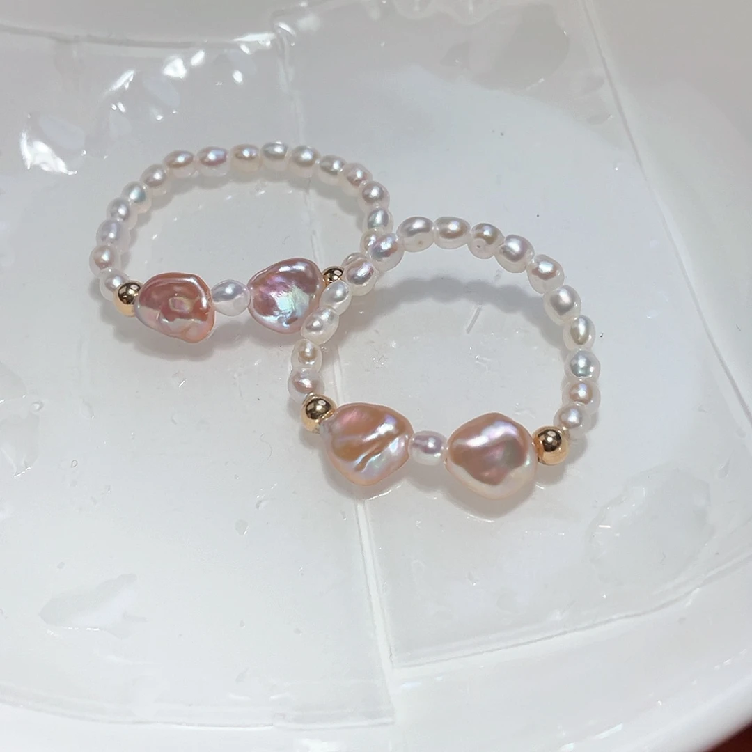 淡水珍珠戒指银S925镶嵌发其一