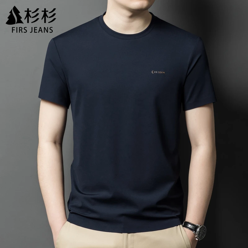 FIRS JEANS杉杉冰丝短袖t恤衫男款夏季薄款男士圆领半袖上衣服男