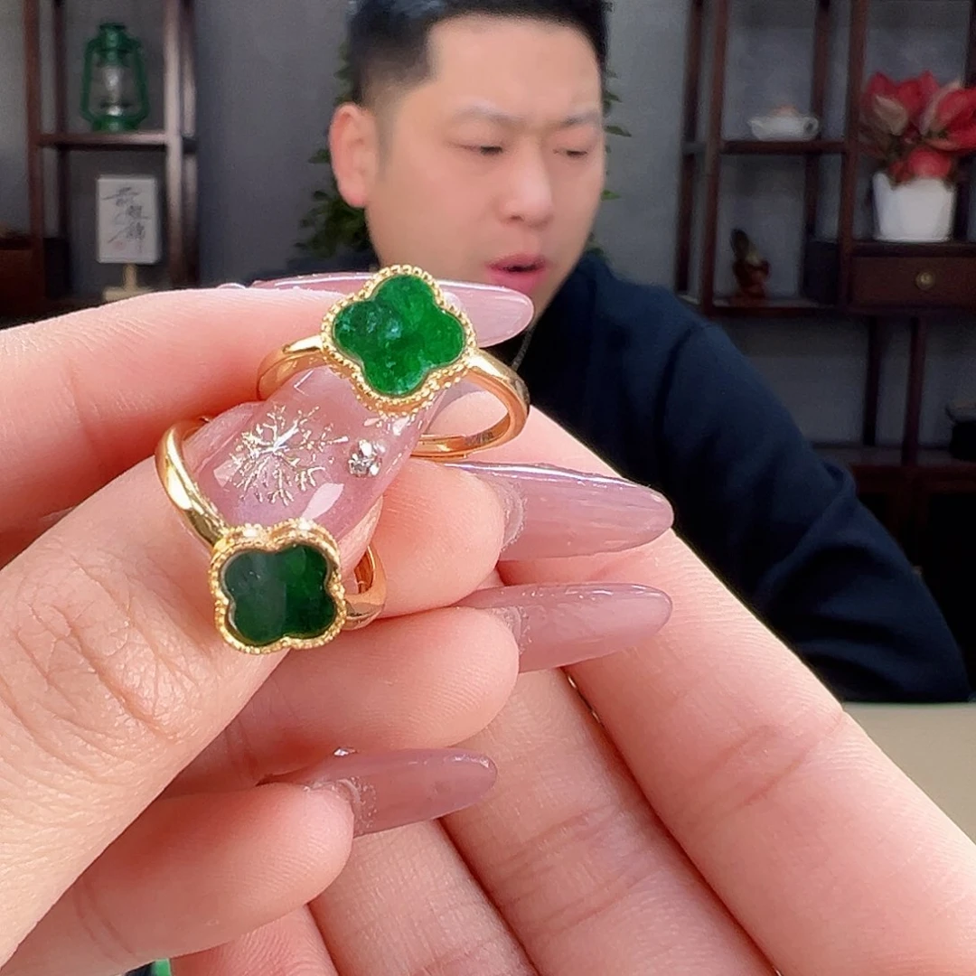 翡翠戒指银S925镶嵌多样性发货一个