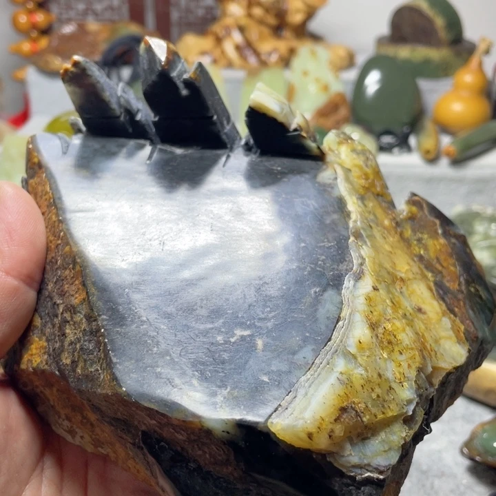 【闪购商品】未镶嵌蛇纹石玉手把半*闲