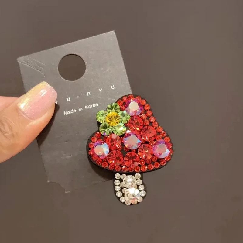 ZB可爱蘑菇发夹BB夹儿童边夹发饰红色甜美圣诞气质爱心发卡头饰