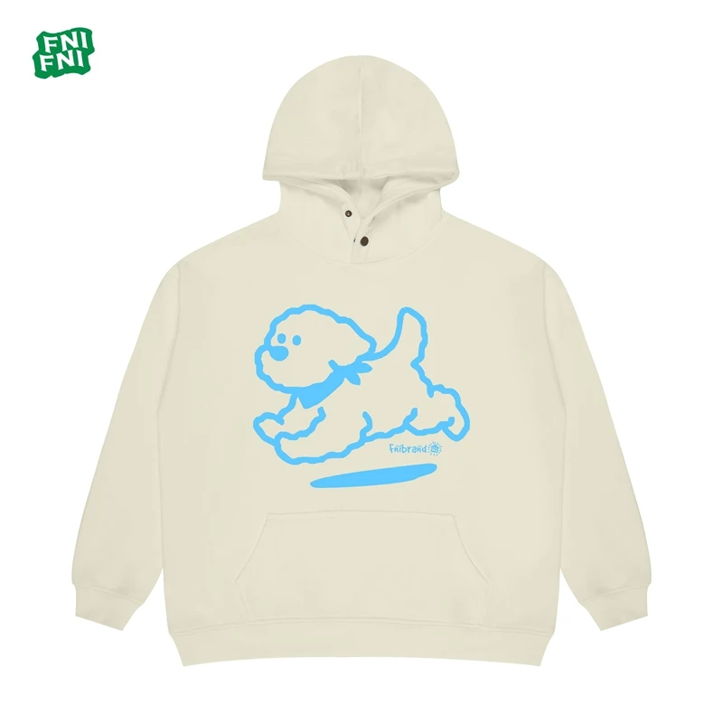 FNI国潮重磅棉（发泡围巾小狗）男女同款加绒连帽卫衣24年早秋发泡