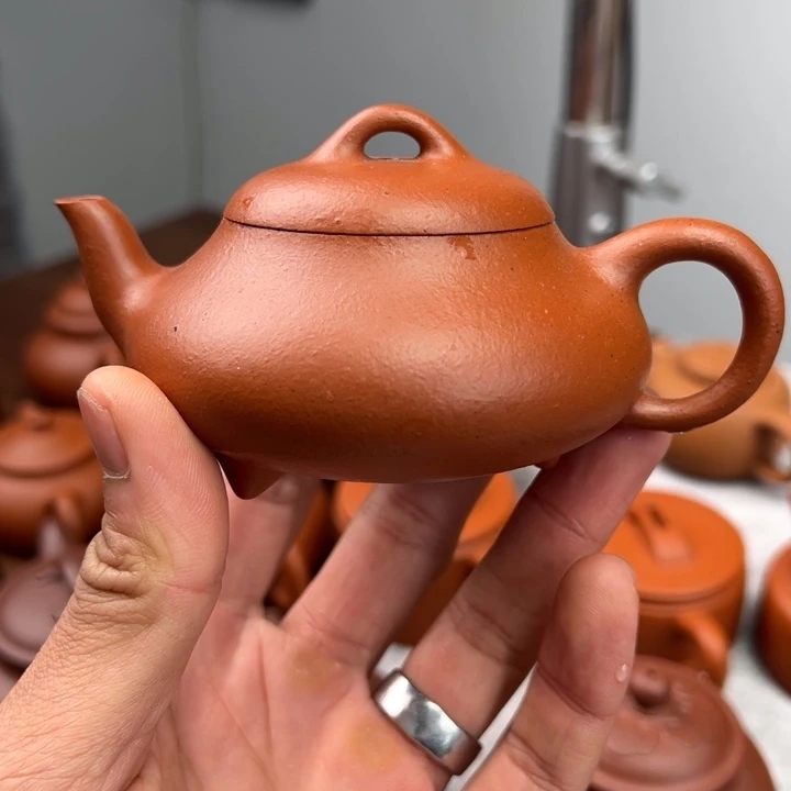 紫砂茶壶生砂朱泥汉棠石瓢160cc