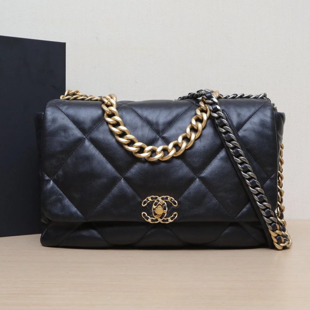 99新 Chanel/香奈儿 【念念】19BAG 口盖包 Maxi 黑色