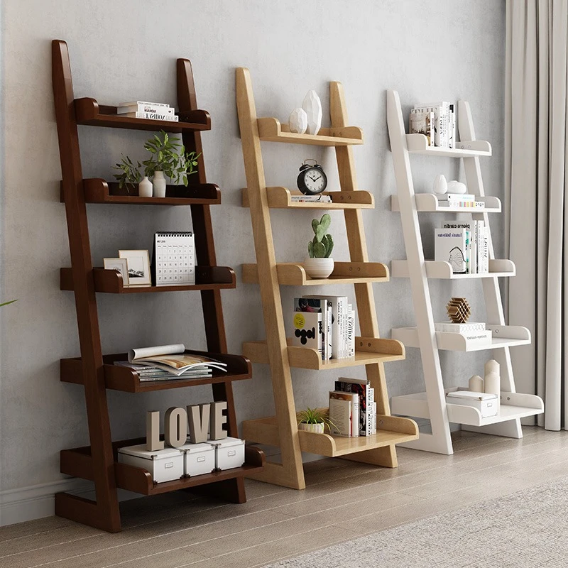 全实木书架家用客厅多层阶梯式置物架简易书柜收纳阳台落地花架
