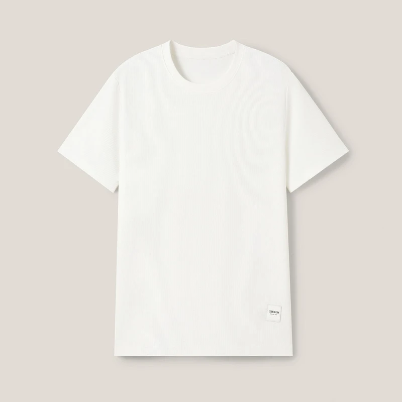 YL华夫格纹 字母微标上衣 男女款纯色圆领宽松短袖百搭T恤SS23274