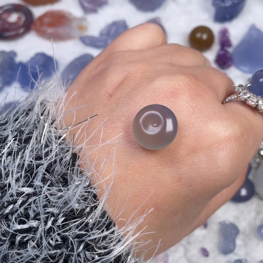 玛瑙/玉髓未镶嵌颈饰蓝玛瑙平安扣