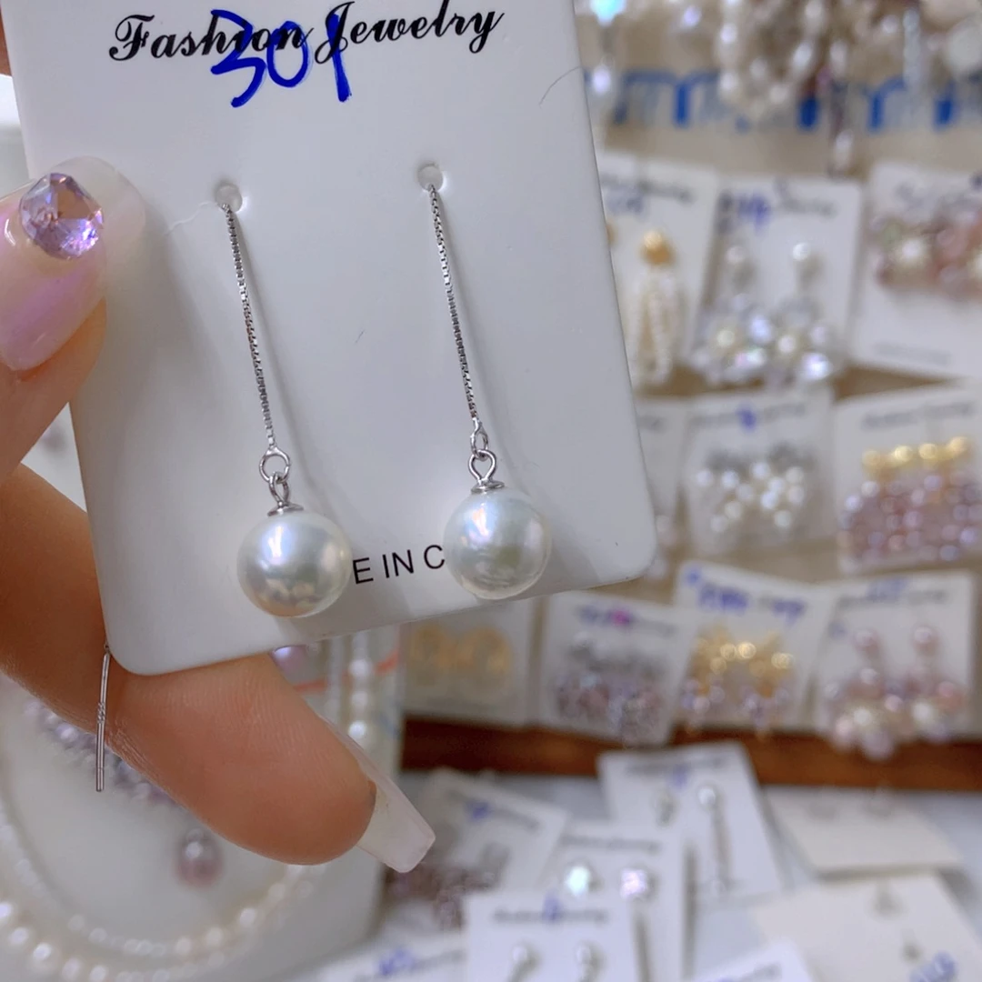 淡水珍珠耳饰银S925镶嵌