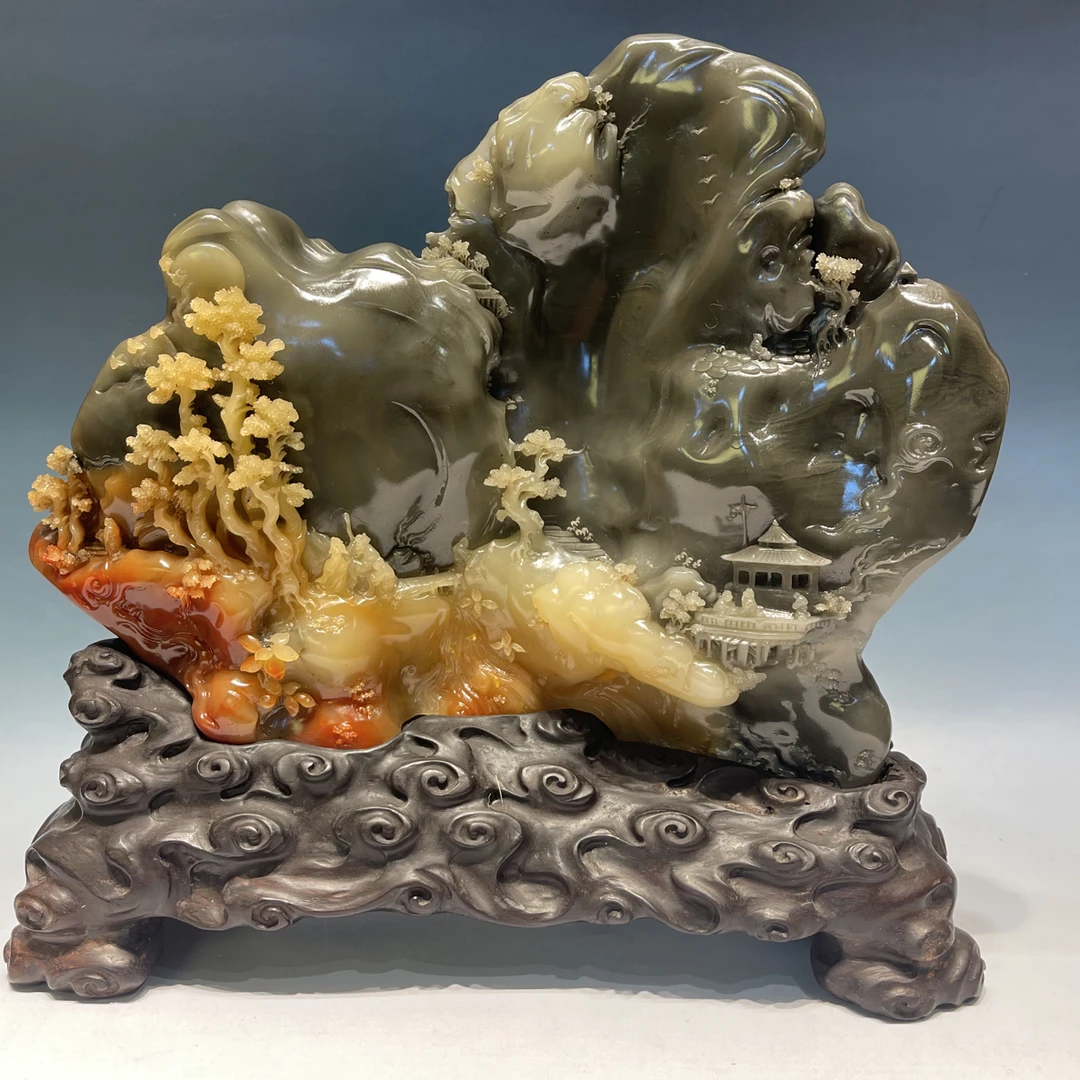 糖料山水意境手工雕刻居家办公小摆件