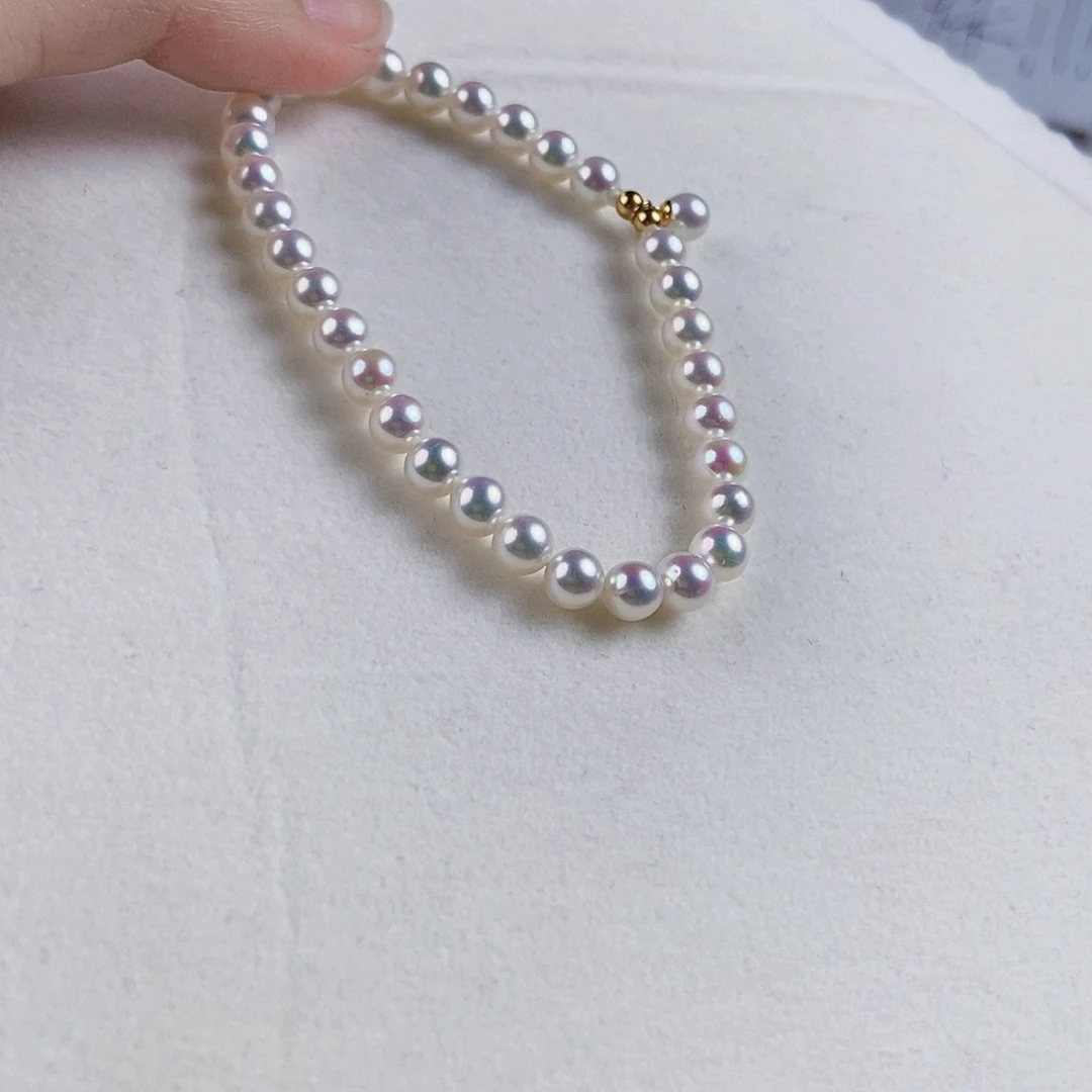 淡水珍珠手绳18K金镶嵌