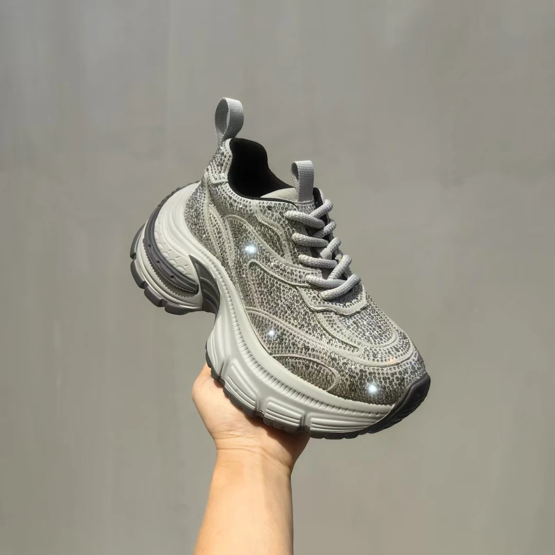 蒂格薇琦 2025春新款时尚满钻休闲鞋女机能厚底鞋潮流舒适运动鞋