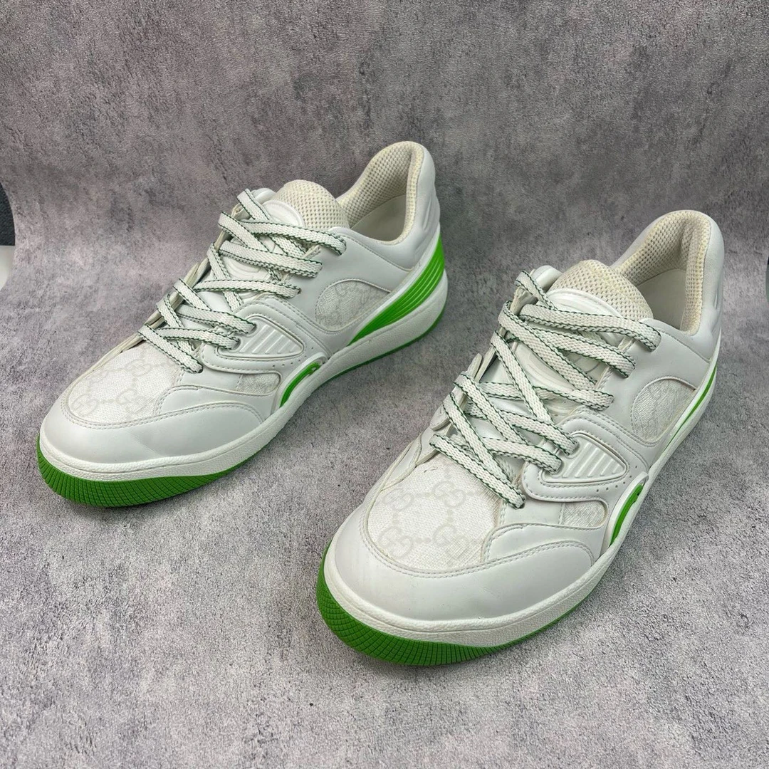 95新 GUCCI/古驰 白绿basket板鞋 40欧码 T725