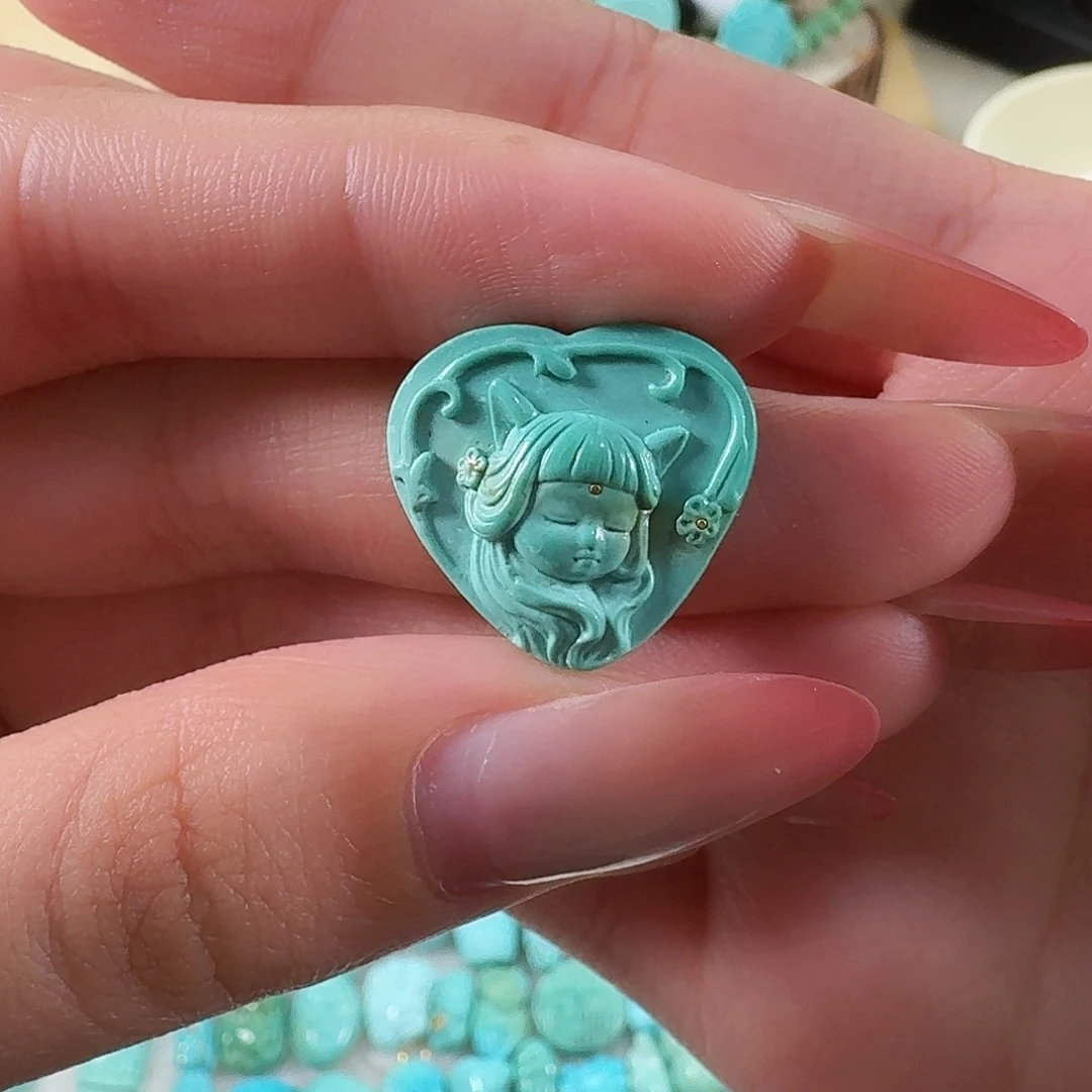 绿松石未镶嵌吊坠(不含链)爱心女孩
