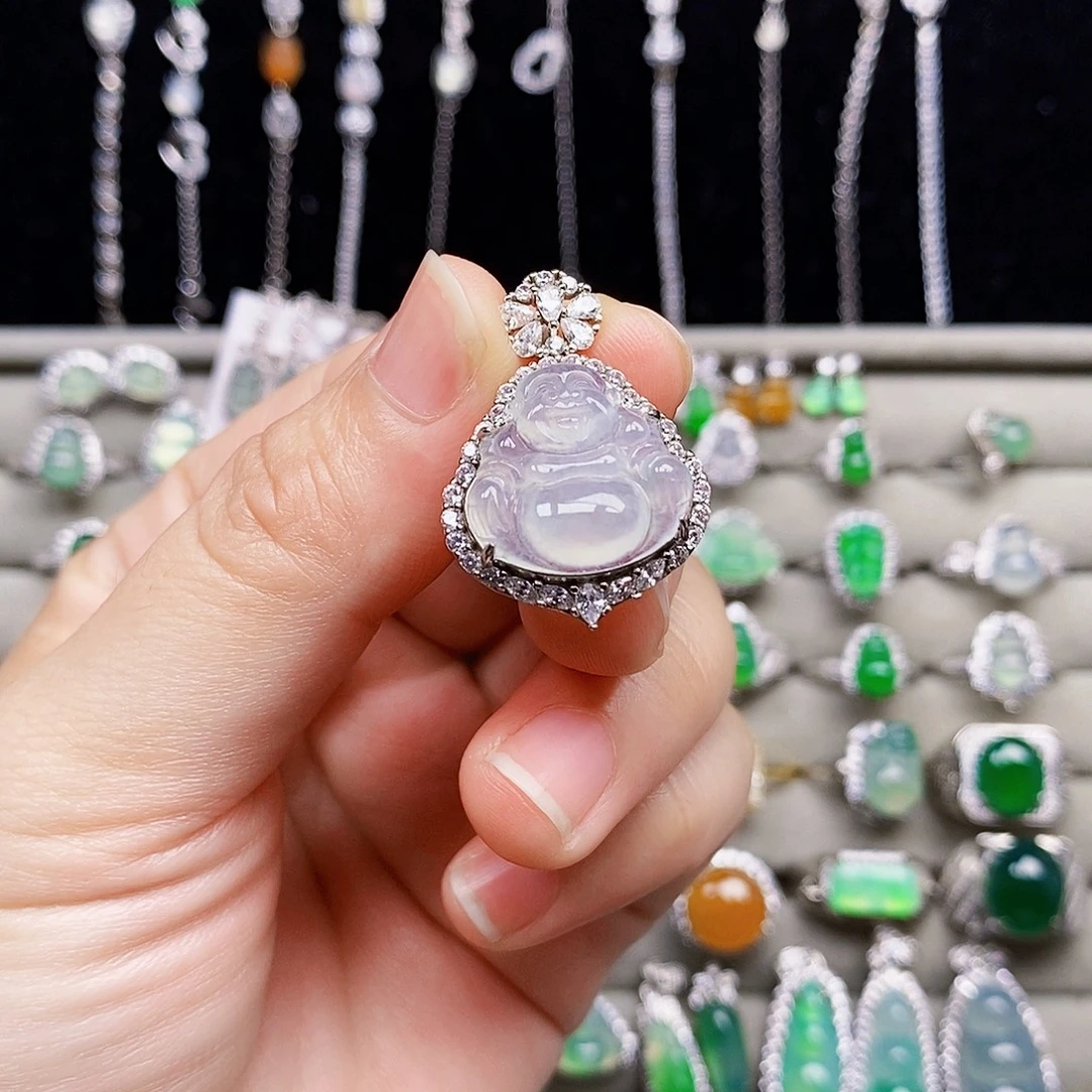 翡翠银S925镶嵌颈饰佛公