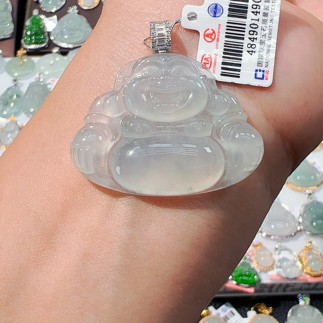 吊坠(不含链)18K金镶嵌翡翠佛公