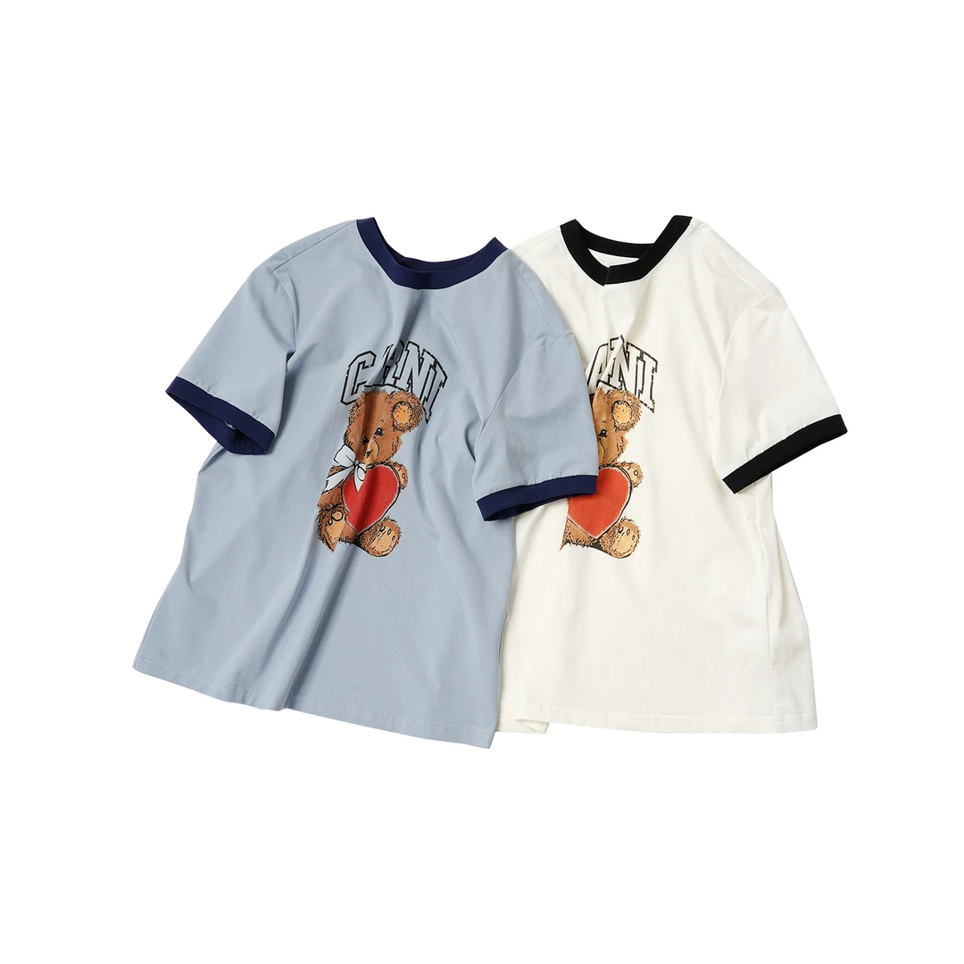 【小熊爱心短袖】TXCL56210夏季新款可爱卡通舒适日常款小熊T恤