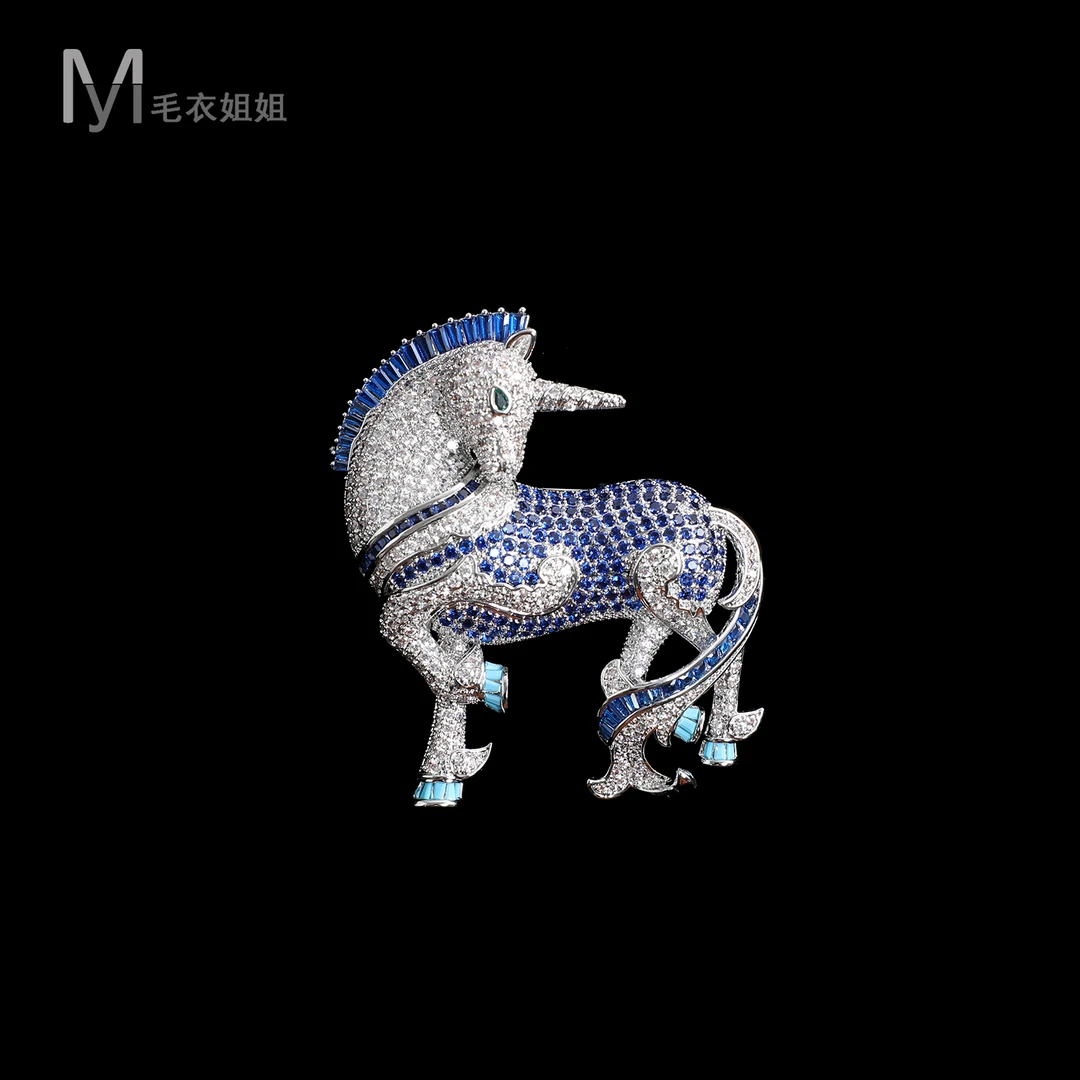铜合金琉璃胸针 【以梦为马】复古宫廷独角兽时尚胸针809-XZ1115B