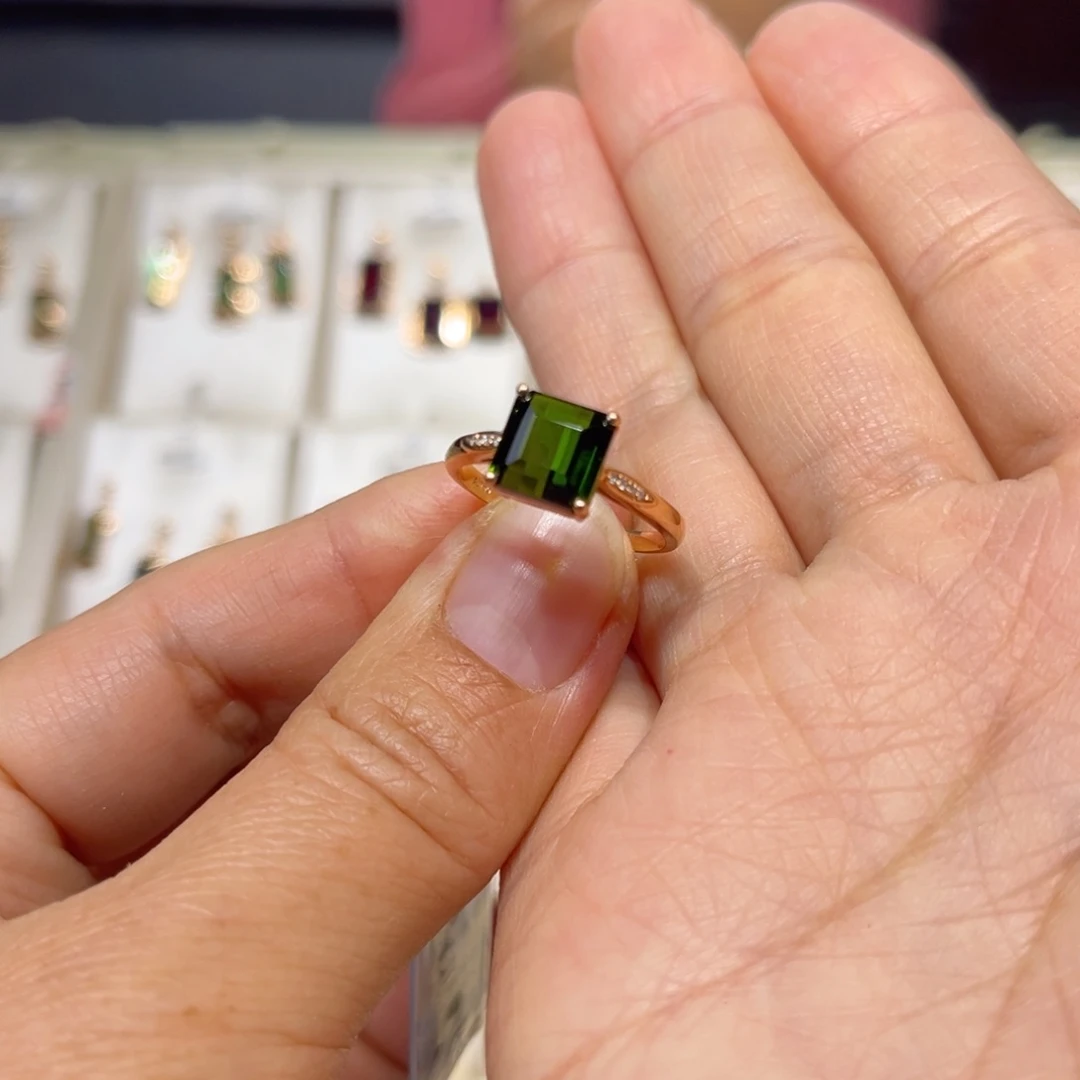 碧玺戒指18K金镶嵌明*