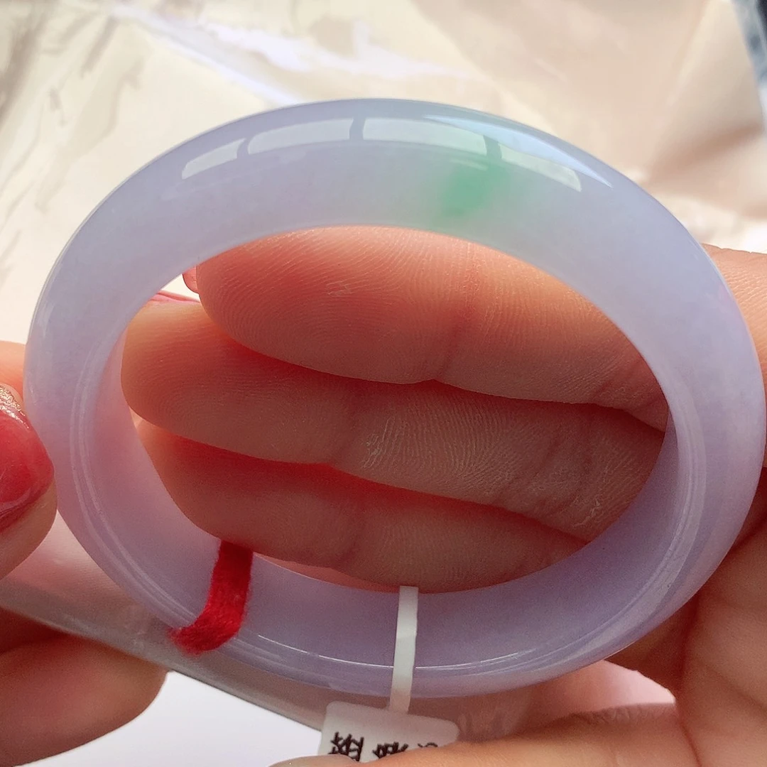 未镶嵌手镯翡翠5253圈口冰胶春彩仙奴女镯5号