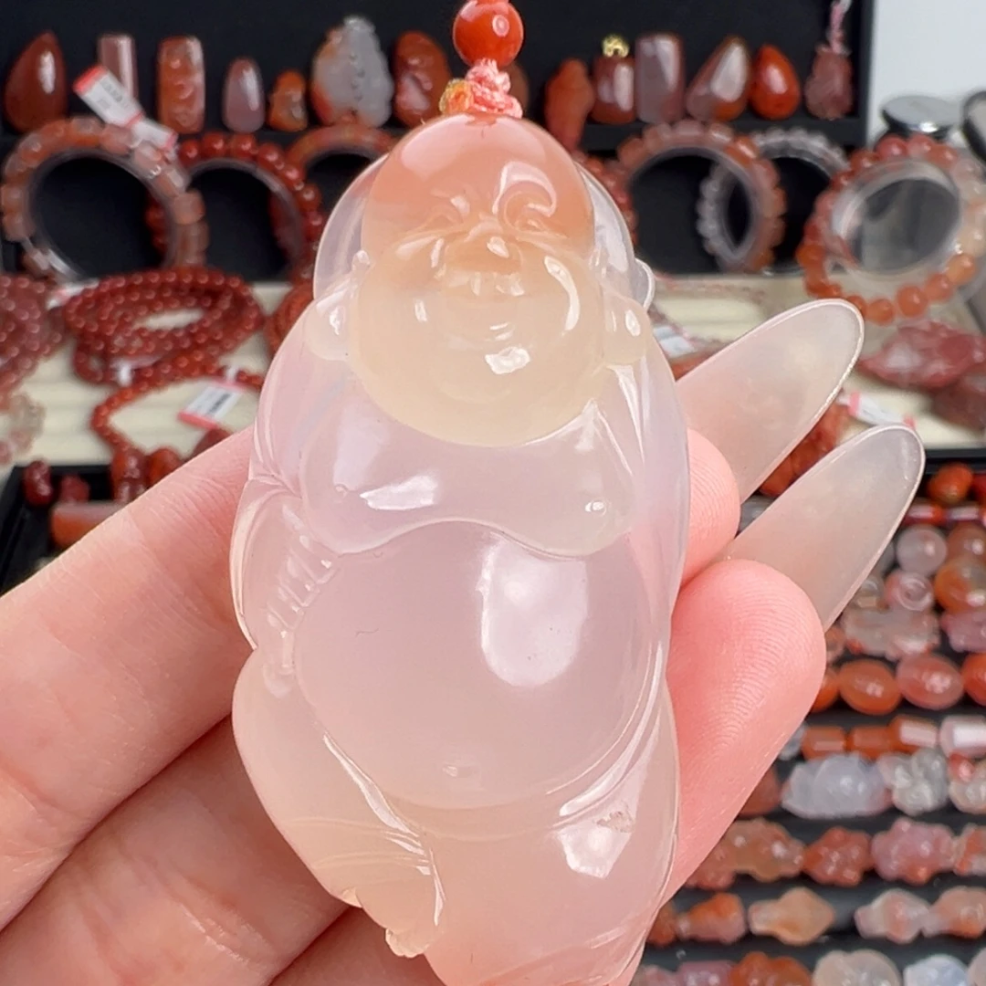 南红玛瑙未镶嵌颈饰弥勒佛吊坠