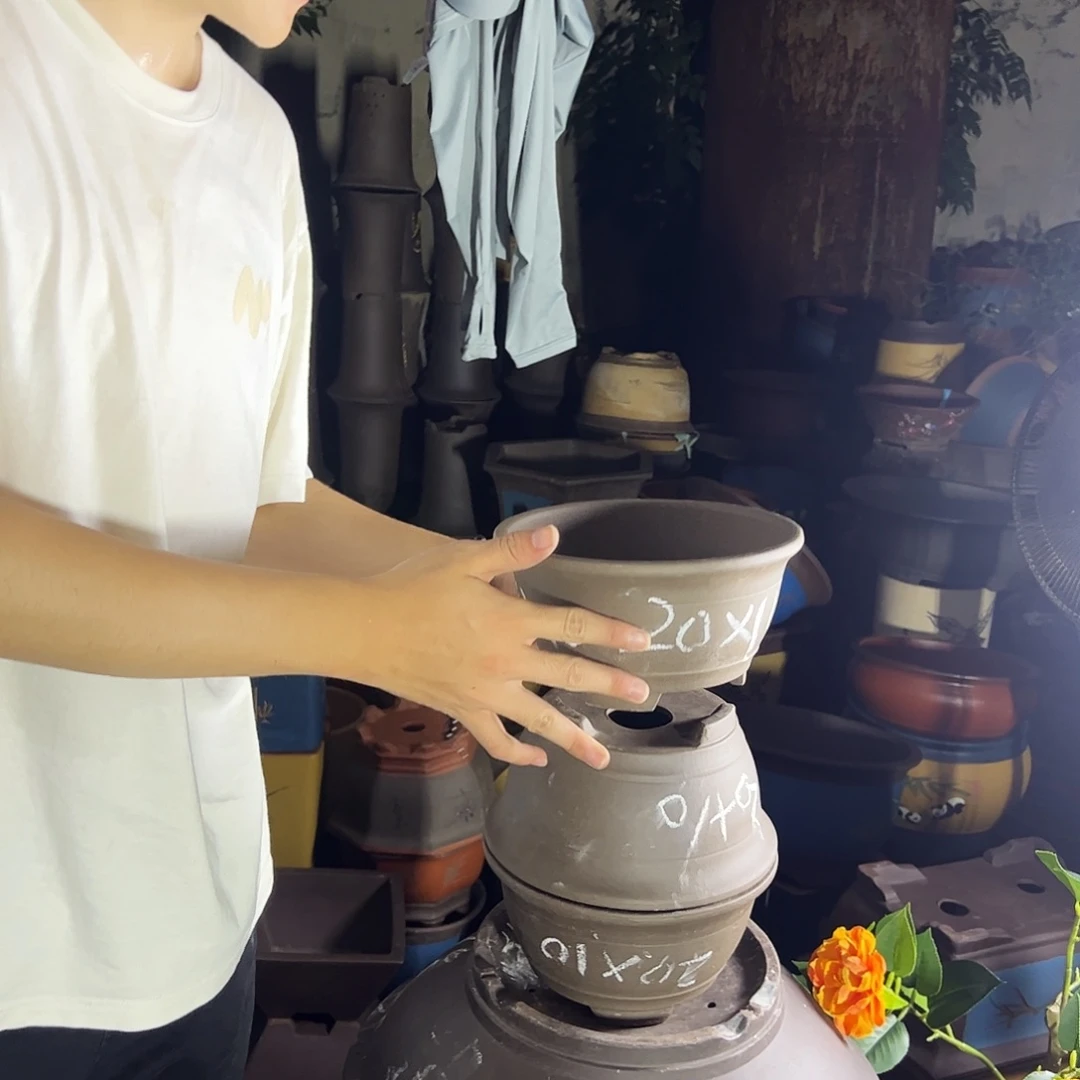 宜兴紫砂花盆20富贵一组三个