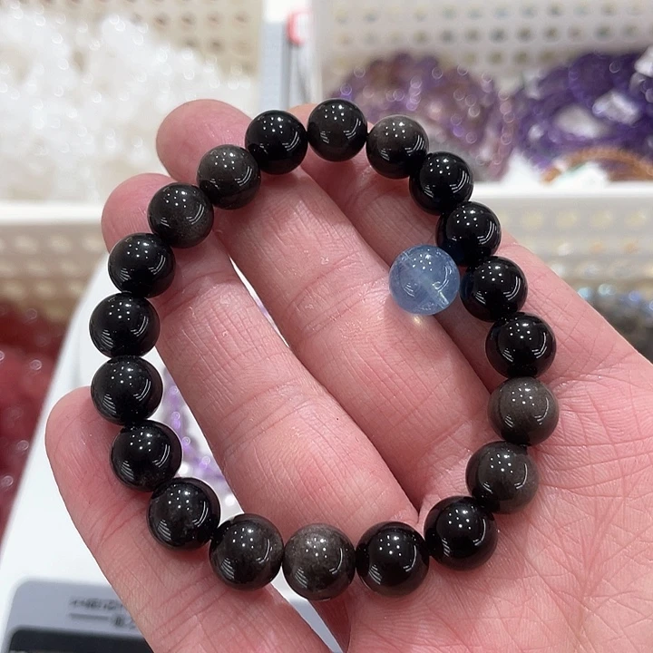 未镶嵌手链水晶黑曜石