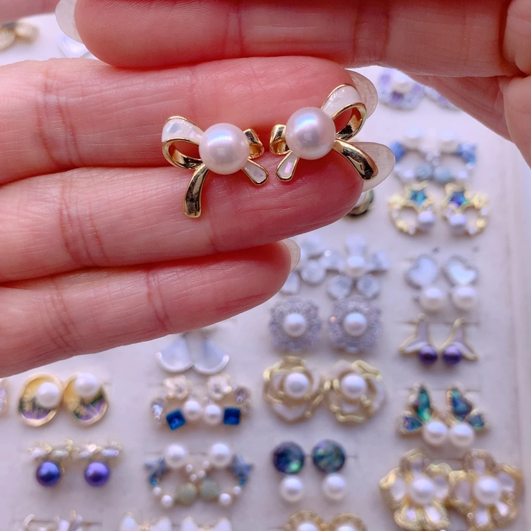 合金淡水珍珠耳饰